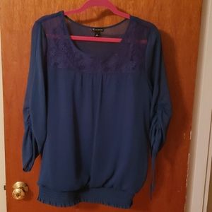 Dark Cyan Sheer Blouse with attached Cami